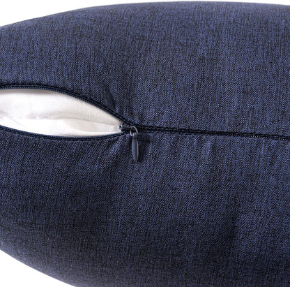 MIULEE Decorative Outdoor Throw Pillow Covers - Waterproof Faux Linen Cushion Cases | 22x22 Inch Navy, Set of 2