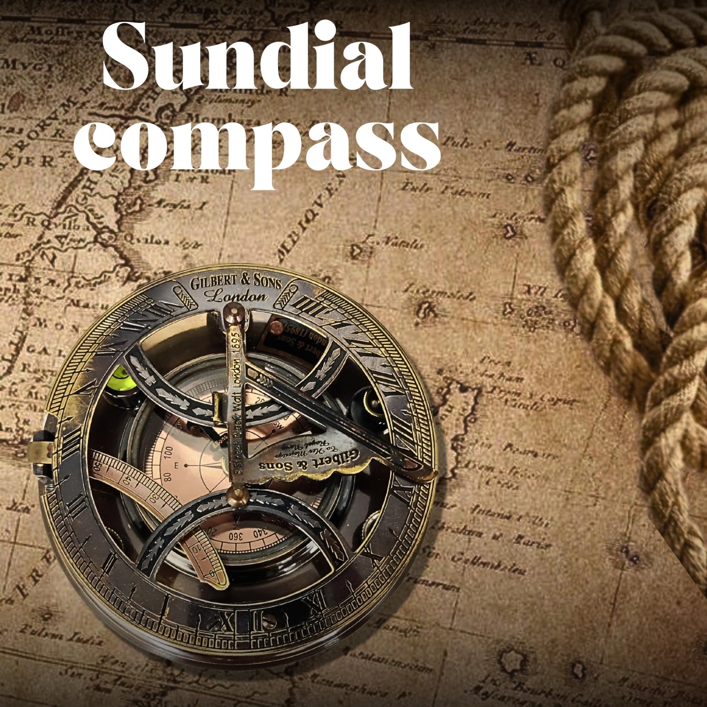 ANTIQUANA Brass Sundial - 5 inches Large Sundial Compass in Rosewood Case Top Grade Calibrated Vintage Gift