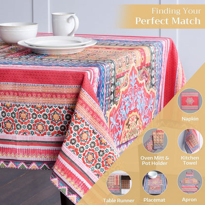 Maison d' Hermine Table Cloth Rectangle Table 100% Cotton 60 x 120 Inches Fall Tablecloth Reusable Everyday Use for Thanksgiving Christmas Decorations Dining Farmhouse Party (Ispahan)