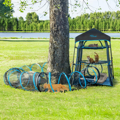 Itent X-Large Catio Outdoor Cat Enclosure,3 Tier Cat Tower Tent Weatherproof & Sunproof with Waterproof Floor & 3 Doors, Foladable and Portable for Patio, Deck,Camping, Indoor & Outdoor(Patented)+3 Tu