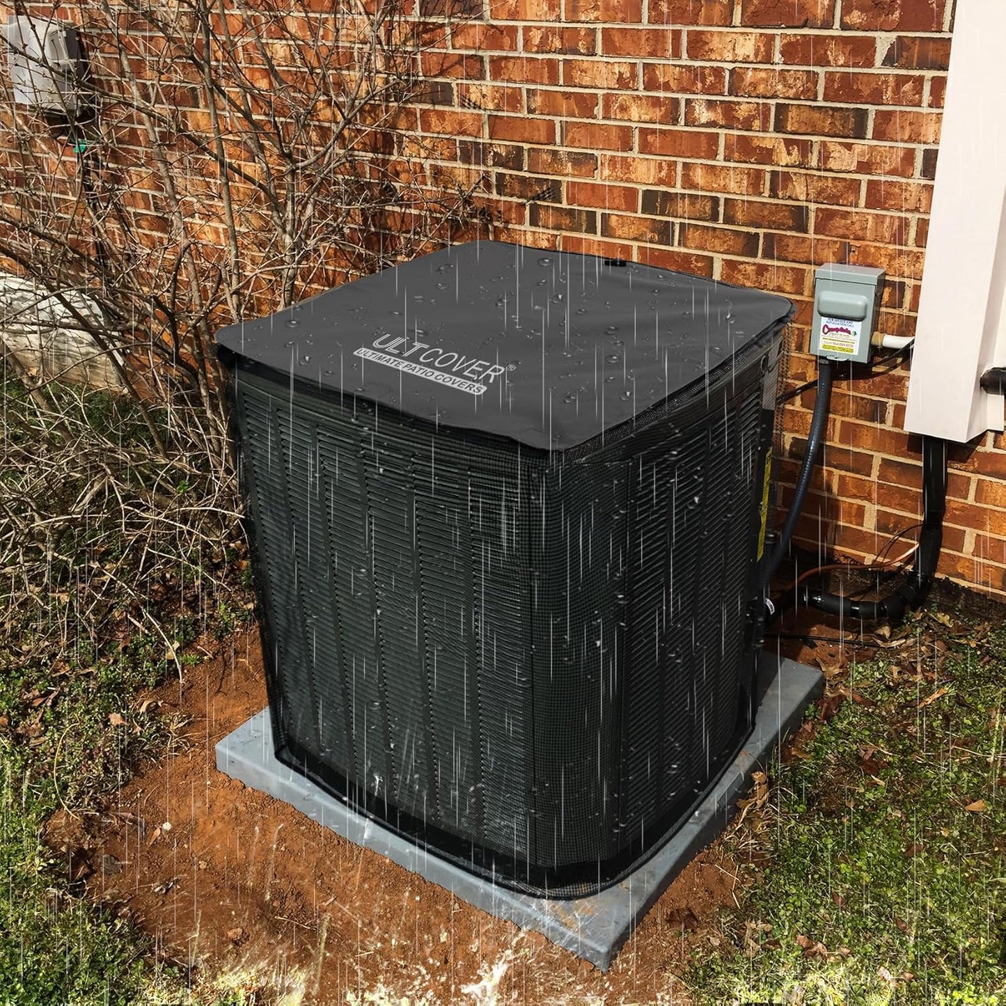 ULTCOVER Air Conditioner Defender Cover - 2 in 1 Full Mesh & Waterproof Fabric | 30W x 30D x 32H Inch, Black