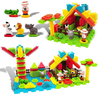 Picasso Toys PTB100 100pcs Hedgehog Block 3D Building Blocks Tiles Safari Theme Set Learning Playset STEM Toy Set Educational Kit Child Brain Development Preschool Kindergarten Toy for Age 3 &amp Up