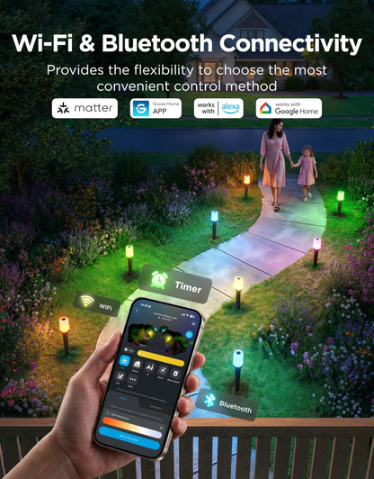 Govee Outdoor Cylinder Pathway Lights 8 Pack, 425lm Patio Lights, IP67 Waterproof, 60+ Preset Scene Modes, Outdoor Decor for Path, Patio, Garden, Lawn, Compatible with Alexa, Google Assistant, Matter