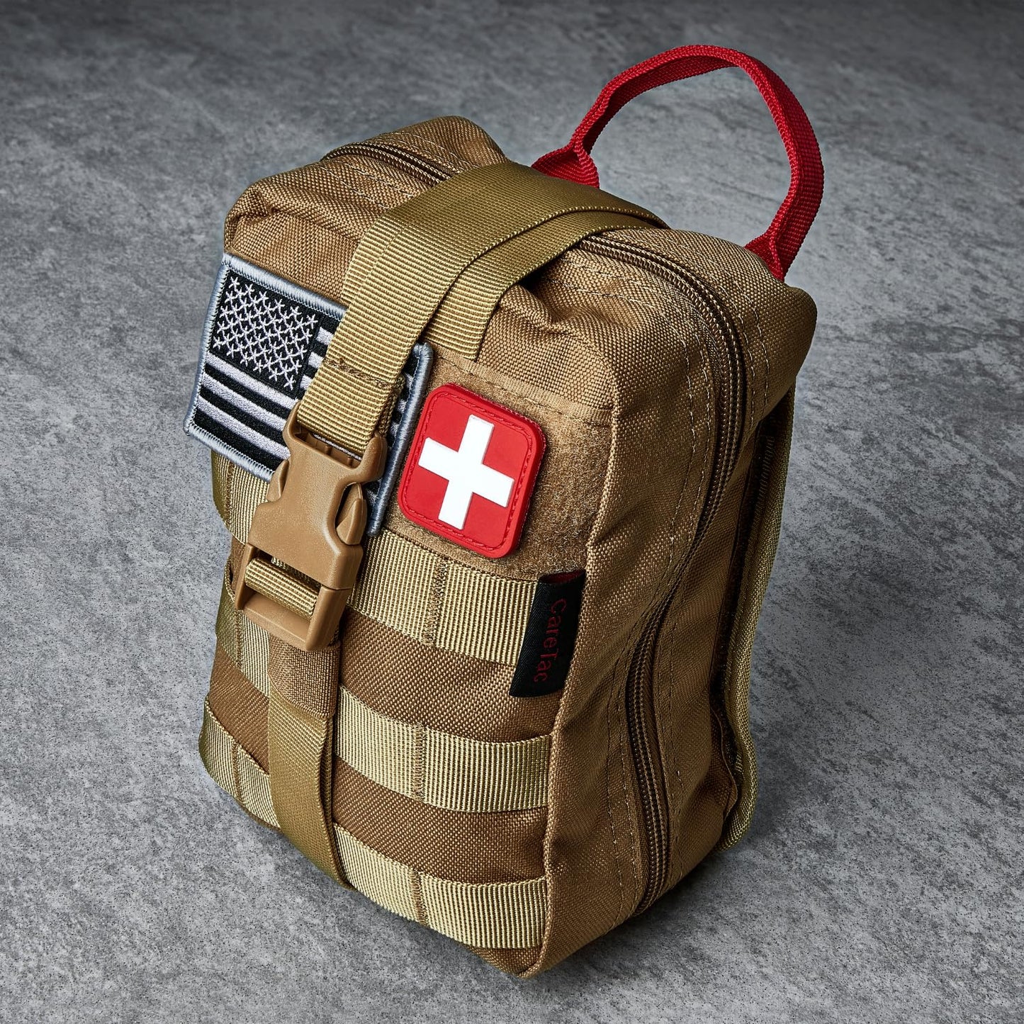 CareTac IFAK Trauma & First Aid Kit with CAT Gen 7 Tourniquet – Military-Grade Tactical Medical Kit Includes Israeli Bandage, Chest Seal, Splint & CPR Mask for Bleed Control, Gunshot Wounds & More