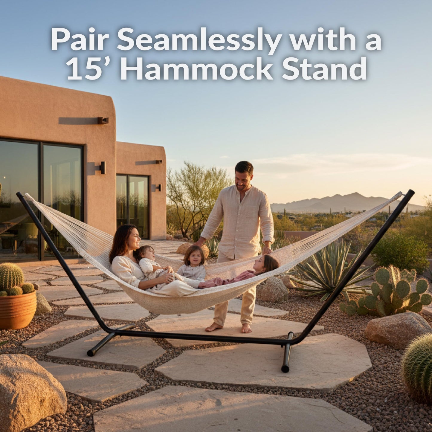Sunnydaze Handwoven XXL Thick Cord Mayan Double Hammock for Outside - 625-Pound Capacity Heavy-Duty Outdoor Hammock - Natural