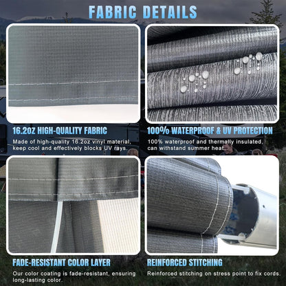 CYLAND RV Awning Fabric Replacement,Camper Trailer Motorized Awning Replacement for Motorhome,Heavy Duty Weatherproof 18.5oz Outdoor Vinyl RV Canopy 20'(Fabric 19'2") Black Fade