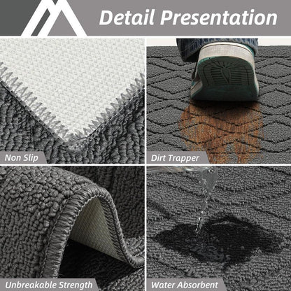 COSY HOMEER 48x20 Inch/30X20 Inch Kitchen Rug Mats Made of 100% Polypropylene 2 Pieces Soft Kitchen Mat Specialized in Anti Slippery and Machine Washable (Grey)