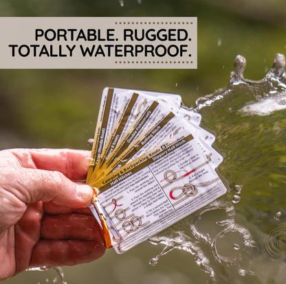 ReferenceReady Outdoor Knots Pocket Guide - Waterproof Knot Tying Cards with Mini Carabiner, 22 Rope Knots for Camping, Backpacking, Scouting and Wilderness Survival