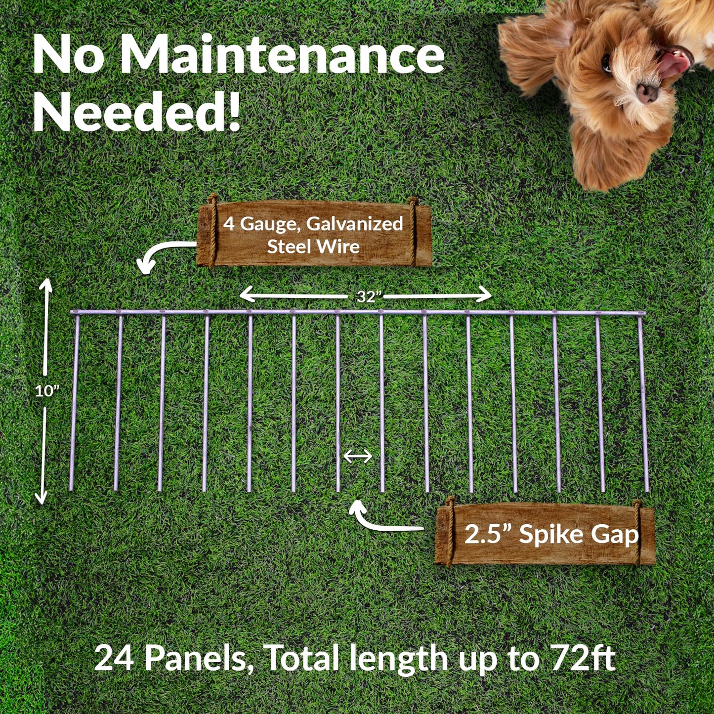 Dig Defence Original Animal Barrier Fence - Large Decorative Garden Fence, Outdoor No Dig Fence for Dogs and Rabbits, Yard and Patio - 32”(L) x 10”(H), 24 Pack
