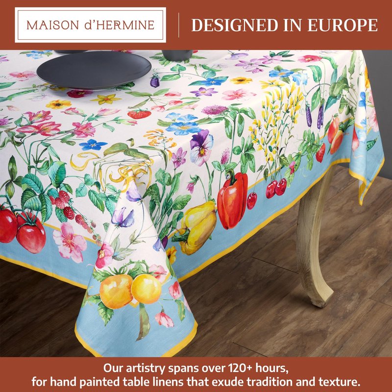 Maison d' Hermine Table Cloth Rectangle Table 100% Cotton 70 x 90 Inches Tablecloth Reusable Decorative for Dining Kitchen Room Farmhouse Home Gifts for Mothers Day Spring Summer - Giverny