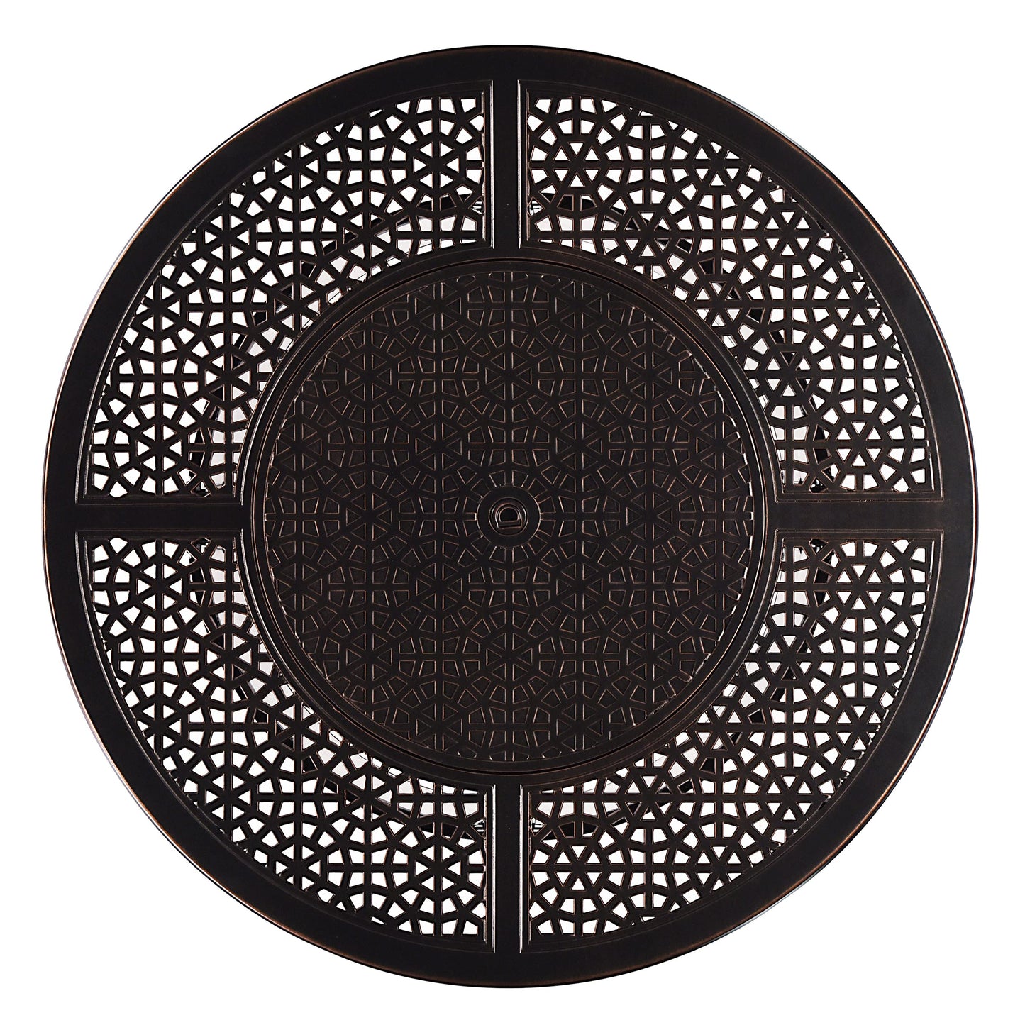 Aluminum 57,0000 BTU 44 in. Round Propane Black Fire Pit Table with Fire Beads, Lid, Propane Tank Cover and Table Fabric Covers in Copper Finish