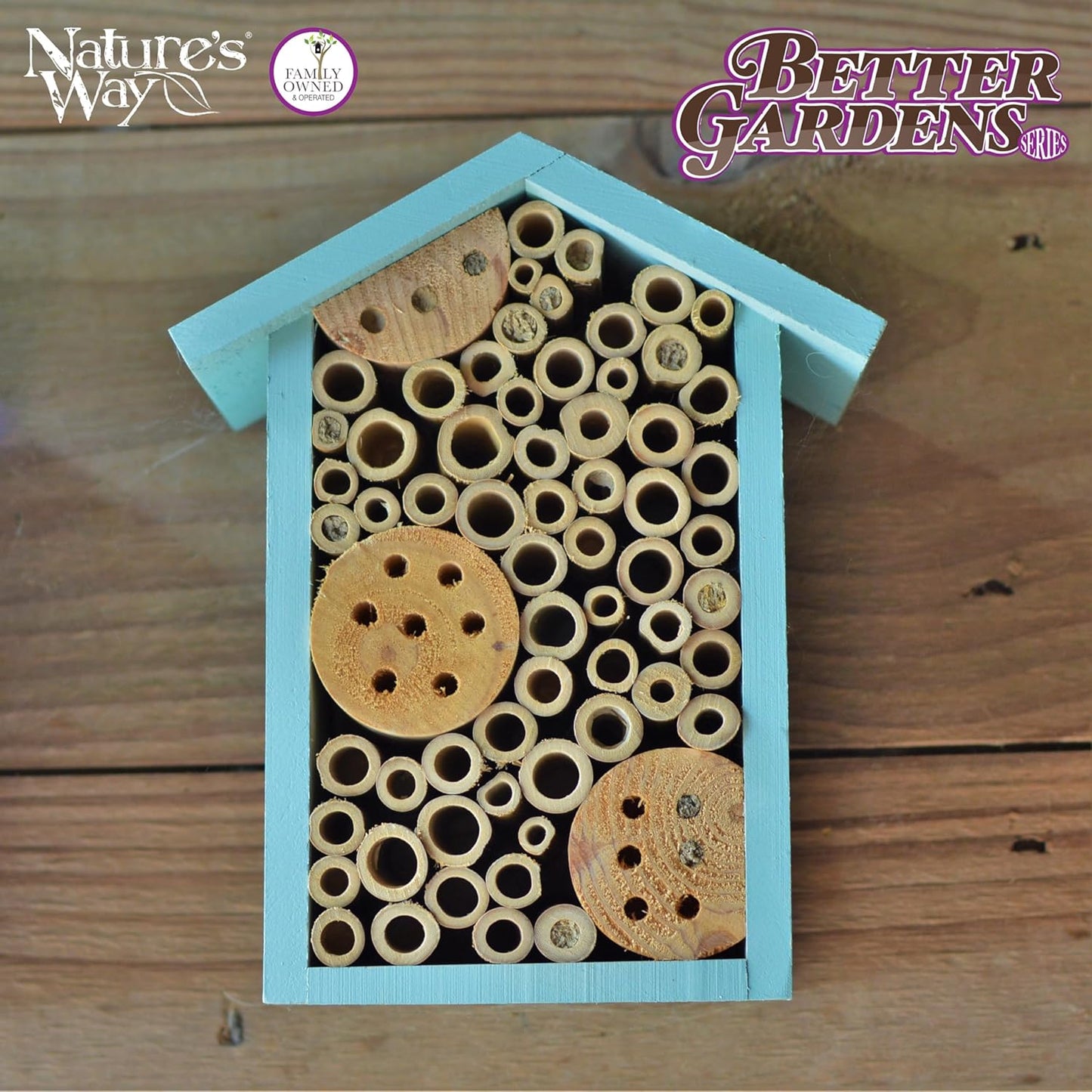 Nature's Way | PWH1-C Teal Bee House - Durable Habitat for Pollinators, Eco-Friendly Design