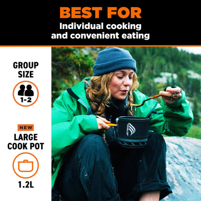 Jetboil TrailCook 1.2L Camping and Backpacking Stove Cooking System with Adjustable Heat Control, New for 2026, Carbon