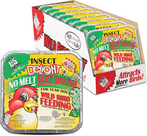 C&S Insect Delight Suet Cakes - No Melt Formula for Wild Birds | 11.75 Ounces, Pack of 8