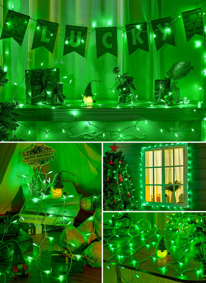 Minetom Green String Lights - 100 LED Mini Lights, 39 Feet, USB Operated, Waterproof for Indoor Outdoor Decor