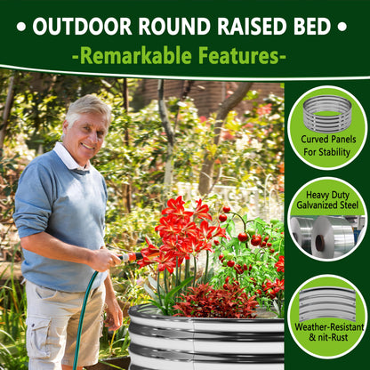 DIIYIV 2Pack 4x4x1ft Galvanized Raised Garden Bed, Planter Raised Garden Beds Outdoor, Round Clearance Raised Garden Beds for Gardening Vegetables