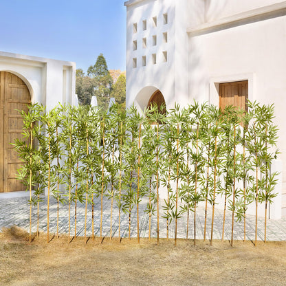 Artificial Bamboo Tree 6Ft Privacy Fence Screen - Real Bamboo Poles & UV-Resistant Faux Leaves for Indoor Outdoor, Fake Plants for Garden, Patio - Balcony Privacy Cover,Decorative Fencing 24Pcs