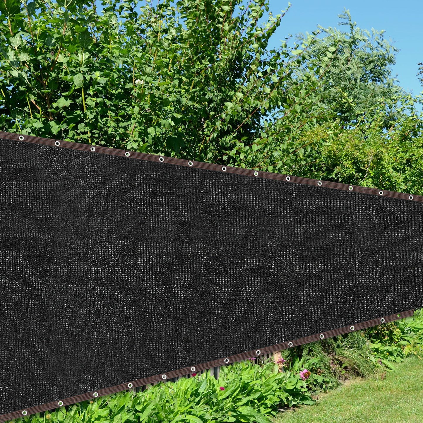 Windyun Wind Screen Privacy Screen Fence 150 GSM 88% Blockage with 100 Cable Zip Ties Heavy Duty Commercial Residential Netting Fence Cover for Outdoor Wall Garden Yard (Black,5 x 100ft)