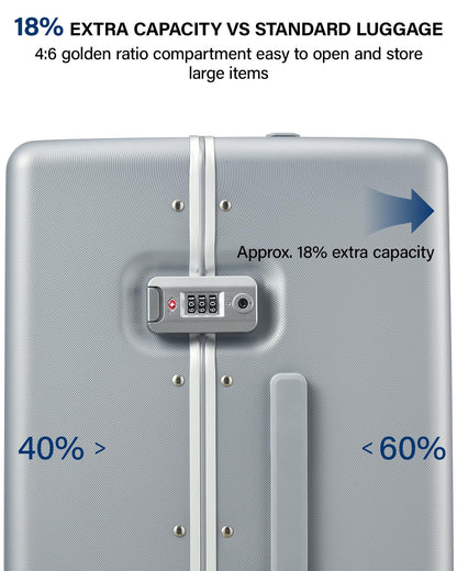 Hanke Premium 20 Inch Zipperless Carry-On Luggage, Aluminum Frame Hard Shell PC Suitcase with TSA Lock, Water-Resistant, 8 Quiet Spinner Wheels for Short Business Trips & Weekend Getaways（Grey）