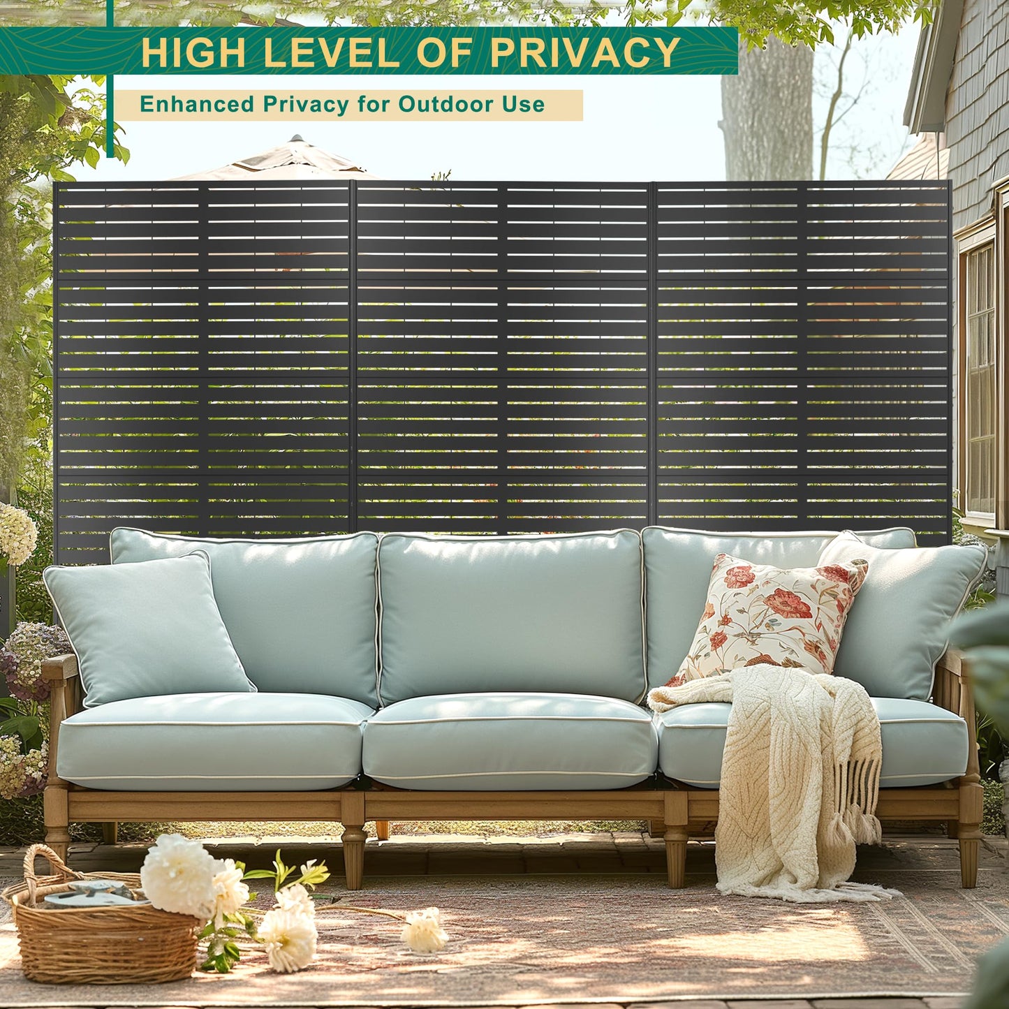 72" H×44" W Metal Outdoor Privacy Screen Freestanding, Outdoor Screens for Patio Lawn Deck, Privacy Panels Decorative Fence(Consists of 5 Panels)