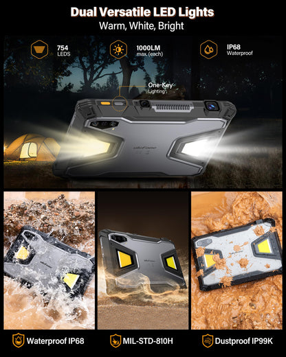 Ulefone Armor Pad 5 Ultra 5G Rugged Tablet with 200 Lumens Projector, 32GB+512GB/2TB Expansion Android 15, 24200mAh(120W), 11" FHD+ Screen, IP68/69K, 64MP+64MP, 32MP, Dual LED Lights, Widevine L1