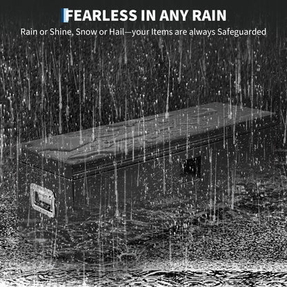 ActiveTrail Heavy Duty Steel Truck Bed Tool Box, 24 Inch Weatherproof Lockable Metal Storage Chest with Gas-Assist Grooved Lid for Pickup, Trailer, RV, Black