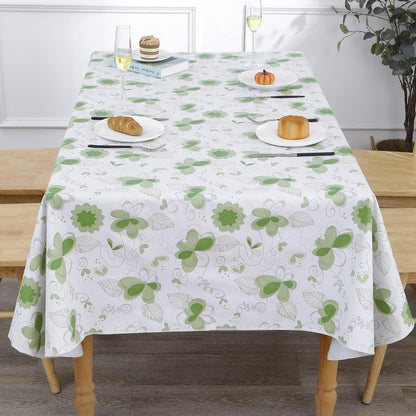 Heavy Duty Vinyl Tablecloth with Flannel Backing Waterproof Oil-Proof Plastic Table Cloth Stain-Resistant Wipeable Rectangle or Square Table Cover for Indoor and Outdoor (Floral and Leaf,60x84 Inch)