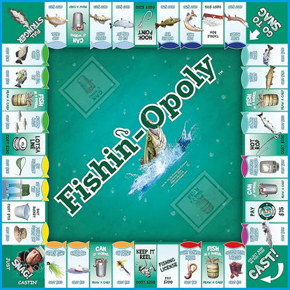 Late for the Sky Fishin'-Opoly Fishing Board Game for Families 2–6 Players Ages 8+ Funny Property Trading Strategy Game Great Gift for Anglers