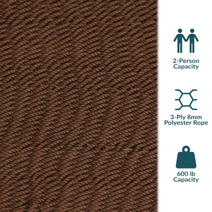 Sunnydaze Soft-Spun Polyester Rope Double Hammock for Outside - 600-Pound Weight Capacity Extra Large Hammock - Mocha