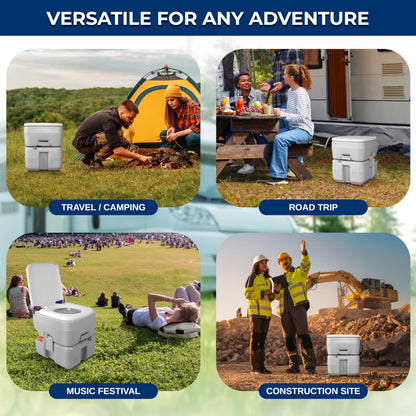 SereneLife 5.2 Gal Portable Camping Toilet For Adults, 100+ Flushes, Porta Potty Camp Toilet with Detachable Waste Tank, Level Indicator, Carry Bag, Suitable for Camping, Hiking, and Boating