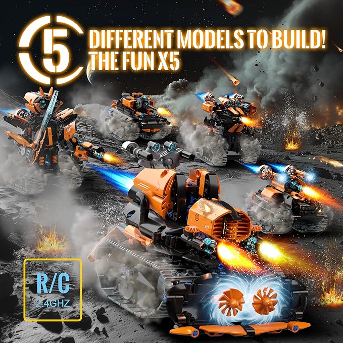 STEM Building Toys for Kids 6-14 5in1 STEM Robot Building Kit for Kid Remote &amp APP Controlled Tank Bulldozer Robot Building Blocks Set Birthday Xmas Gifts Ideas for Boys Girls (689PCS)