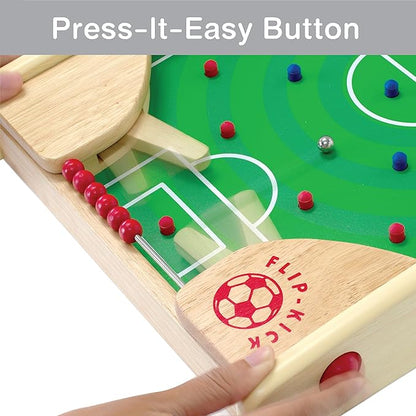 Flipkick: Wooden Tabletop Football/Soccer Pinball Games Indoor Portable Sport Table Board for Kids and Family