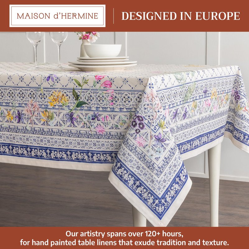 Maison d' Hermine Table Cloth Rectangle Table 100% Cotton 70 x 108 Inches Tablecloth Reusable Decorative for Dining Kitchen Room Farmhouse Home Gifts for Mothers Day Spring Summer - Faience