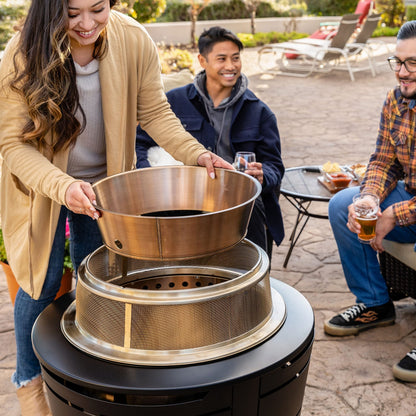 TIKI Reunion Fire Pit Heat Deflector & Screen with Poker – Outdoor Fire Pit Accessories for More Warmth & Safety – Spark Protector & Ember Guard for Even Heat Distribution – Durable Metal Design