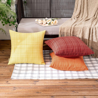 MIULEE Outdoor Waterproof Throw Pillow Covers - Decorative Farmhouse Cushion Covers | 12x12 Inch, Yellow (Pack of 2)