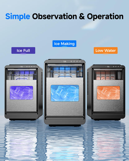 ICEVIVAL Crescent Ice Maker Countertop, 35Lbs/24H, Clear Ice Maker with Self-Cleaning & Timer, 16 Crystal-Clear Ice in 12 Mins, Countertop Ice Makers for Home, Office or Party