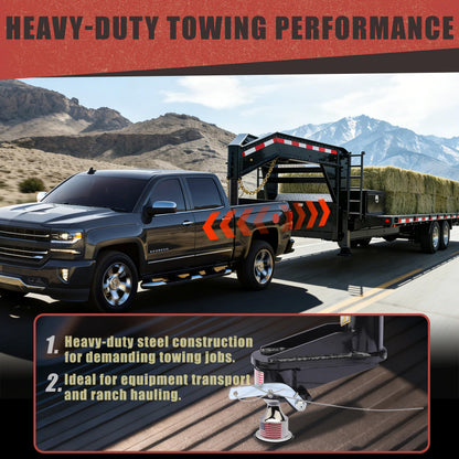 TOWGUARD 30K Adjustable 8" Offset Gooseneck Trailer Coupler with Remote Release, Fits 2-5/16" Ball,Round Tube Coupler for Short Bed Trucks, Reinforced Gusset for Livestock Utility Equipment Trailers