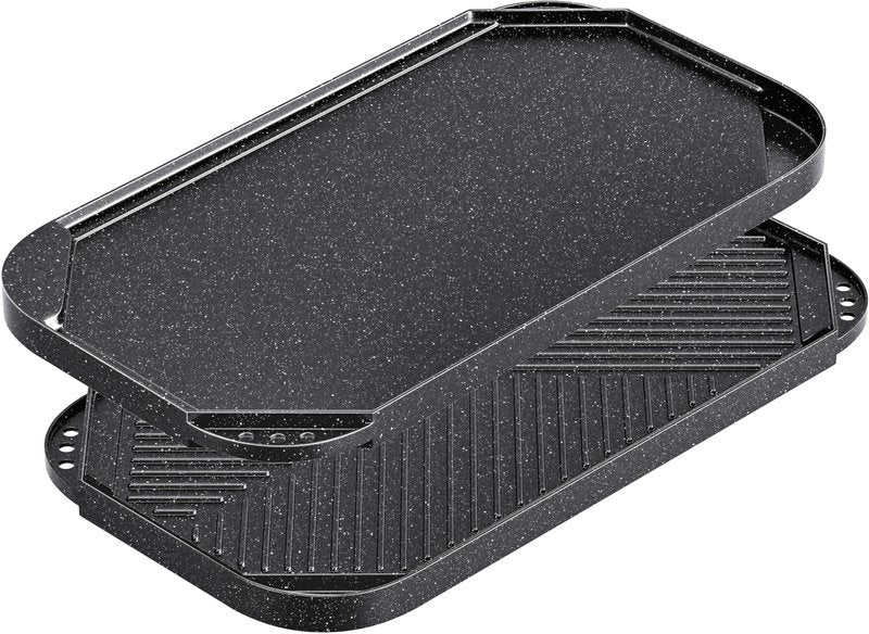 Caannasweis Nonstick Griddle Grill Pan, 19.5" x 11" Reversible Griddle Pan for Stove Top, Grill, or Campfire, Two Burner Cast Aluminum Grill, Rectangular Baking Flat and Ribbed Griddle Plate