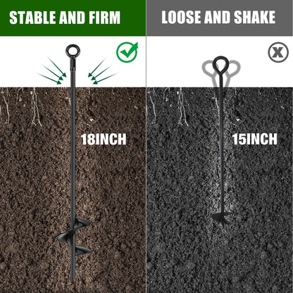 Chumia 24 Pcs 18 Inch Ground Anchor Spiral Blade Heavy Duty Earth Anchors Swing Set Metal Shed Kit for Garden Securing Trees Tents Trampoline Canopies Shelters (Black)