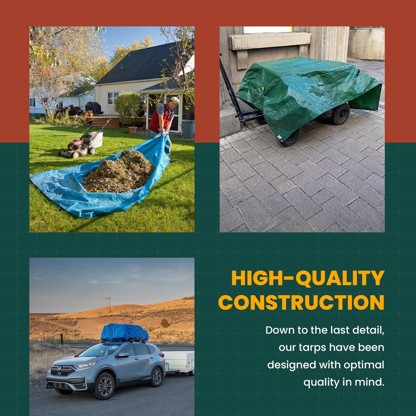 Large Waterproof Tarp - Heavy Duty 20 Mil Thick Poly Tarpaulin Ideal for Canopy Tents, Boats, RV or Pool Covers - Multipurpose Protective Tarps with Grommets for Indoor and Outdoor Use | 24' x 36'