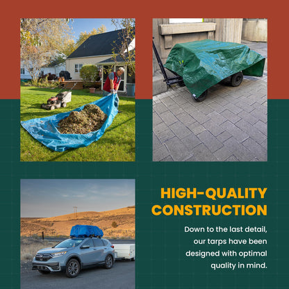Large Waterproof Tarp - Heavy Duty 20 Mil Thick Poly Tarpaulin Ideal for Canopy Tents, Boats, RV or Pool Covers - Multipurpose Protective Tarps with Grommets for Indoor and Outdoor Use | 24' x 36'