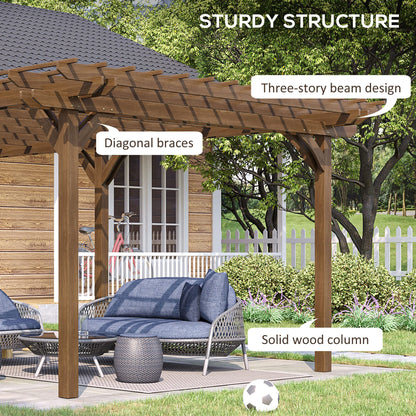 Outsunny 12' x 20' Outdoor Pergola, Wood Gazebo Grape Trellis with Stable Structure for Climbing Plant Support, Garden, Patio, Backyard, Deck, Brown