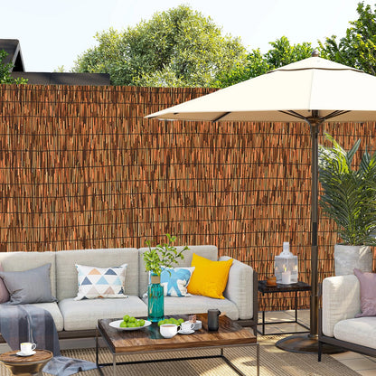 SHYDZYYC Brown 2 Pack 4FT X 16.4FT Reed Fencing Roll, Balcony Privacy Shade Reed Bamboo Fencing Garden Fence Border, Wind Block Sunshade Fence Screen for Outdoor Yard Patio Flower Bed Edge