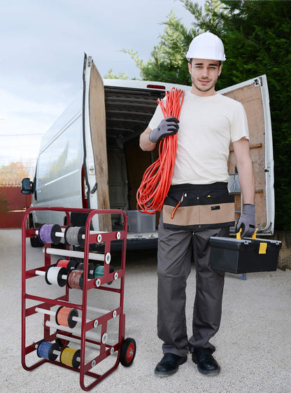 AdirPro Transportable Multiple Axle Cable Caddy - Multi-Spool Wire Rack Dispenser - Easy Use Cable Holder & Distribution - For Workplace Efficiency