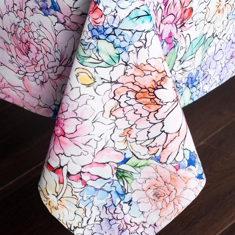 Maison d' Hermine Table Cloth Square Table 100% Cotton 54 x 54 Inches Tablecloth Reusable Decorative for Dining Kitchen Room Farmhouse Home Gifts for Mothers Day Spring Summer - Floral Love