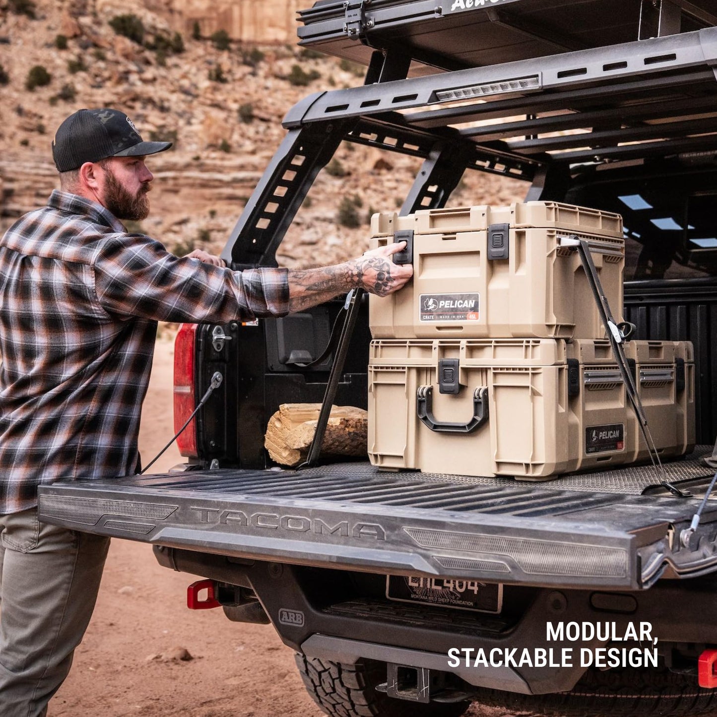 Pelican Crate - 45 Liter Storage Case - Cargo Box, Transport Case, Overland Case (Desert Tan)
