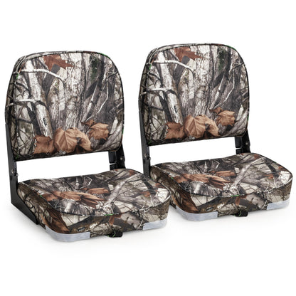 NORTHCAPTAIN Deluxe Low Back Folding Boat Chair Fishing Boat Seats 2 Pack - Premium Bass/Jon/Pontoon Boat Chairs,4 Mounting Screws Included,Camo