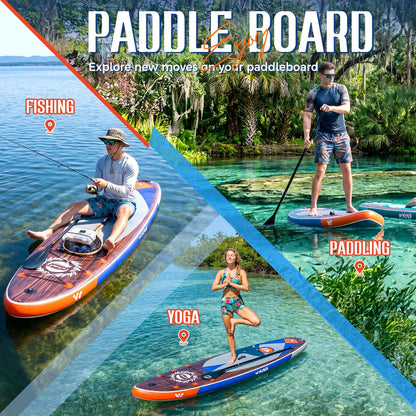 WNOVA 11'6" × 34" Extra Wide Inflatable Stand Up Paddle Board, Stable SUP with Premium SUP Accessories and Non-Slip Comfort Deck for Adults & Youth of All Skill Levels (Classic Wood)