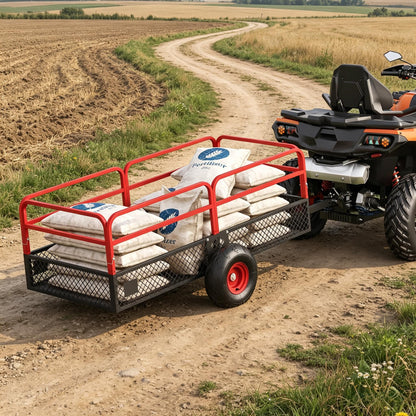 22 Cu.Ft 1600Lbs Steel ATV UTV Trailer, Tow Behind Dump Cart, Heavy Duty Pull Behind with Removable Sides & All Terrain Tires, Pull Behind Utility Dump Trailer for, Garden, Lawn Mower Tractor
