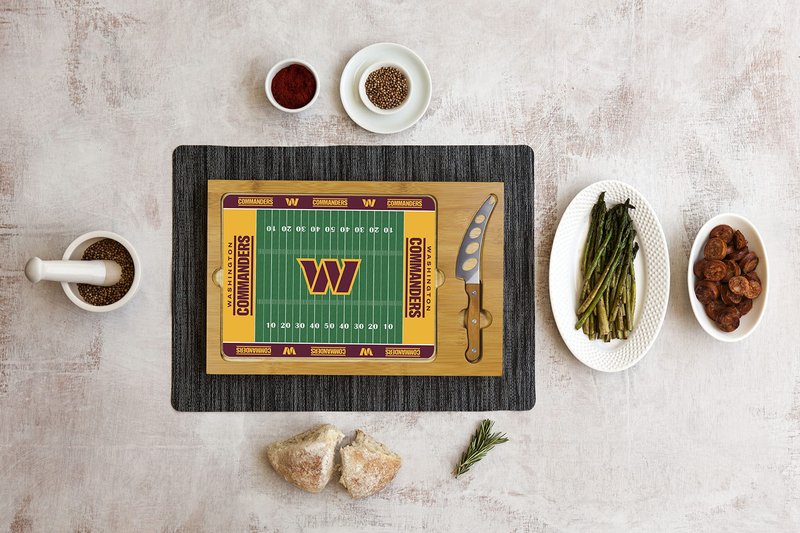 Picnic TIME Washington Commanders Football Field Icon Glass Top Cutting Board & Knife Set, (Parawood & Bamboo)